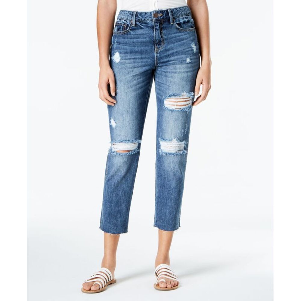 American Rag Juniors Ripped Cropped Girlfriend Jeans